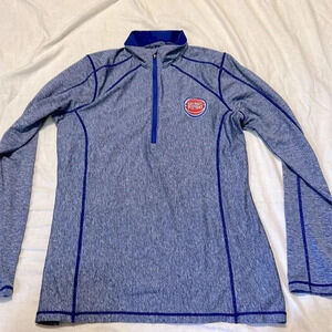 ANTIGUA DETROIT PISTONS WOMENS BLUE TEMPO QTR ZIP PULLOVER SMALL